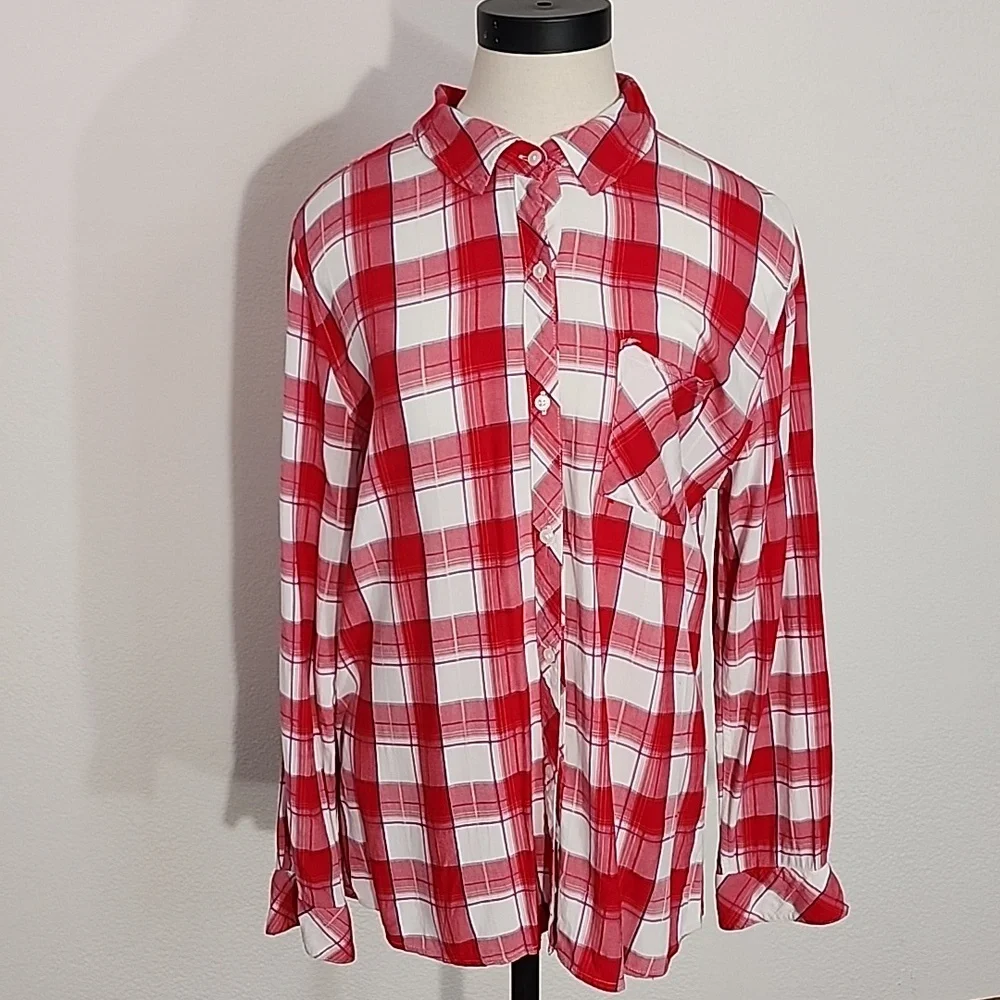 Rails Shirt Plaid Button Down Long Sleeve Red Size L - Picture 5 of 16